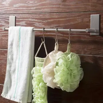

Stainless Steel Towel Shelf Wall-Mounted Bathroom Holder Adhesive Force Bathroom Shelf Pendant Toilet Roll Paper Hanging