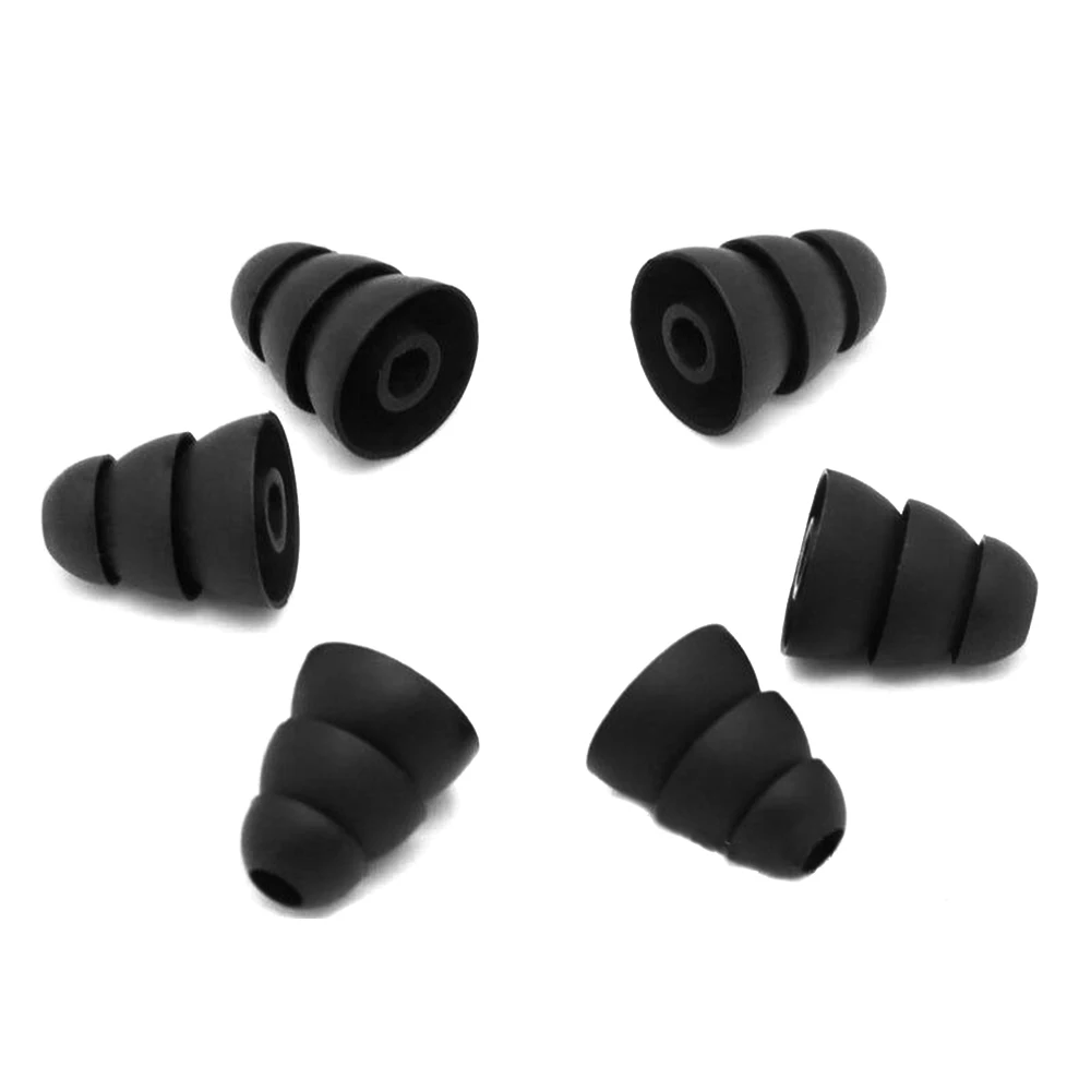 3 Pairs 6 PCS Three Layer Silicone In-Ear Earphone Covers Cap Replacement Earbud Tips Earbuds eartips Earplug Ear Pads Cushion