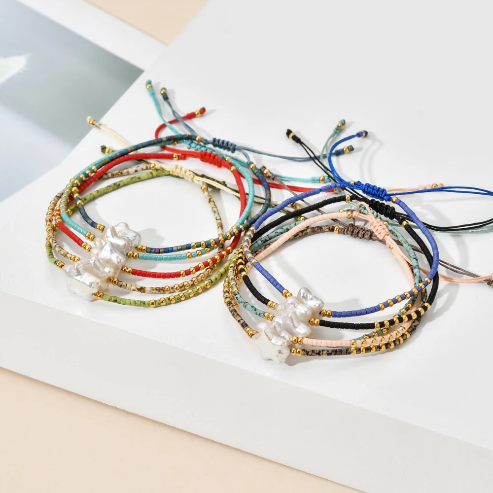 ZMZY Bohemian Fashion Natural Freshwater Pearl Bracelets for women Boho New MIYUKI Beads Handmade Star Bracelet Femme Jewelry