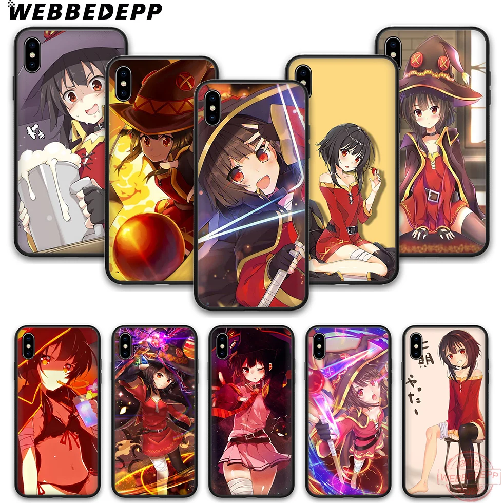 WEBBEDEPP аниме Konosuba Megumin Мягкий Силиконовый ТПУ чехол для телефона iPhone 5 6 7 8 Plus X XS XR Max