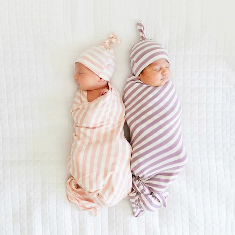 Хлопковое полосатое полотенце для новорожденных 2 комплекта детский набор пеленок спальный мешок платье для новорожденных унисекс детский спальный мешок