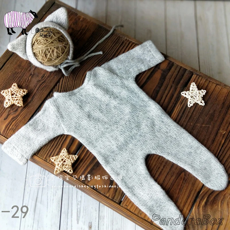 Newborn Photography Props Baby Boy Girl Photoshoot Bear Hat+Rompers Outfits bebe fotografia Accessories Baby fotoshooting Clothes