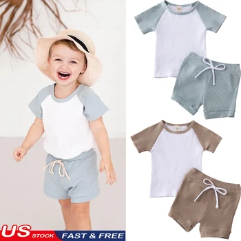 

2020 Toddler Baby Boy Gilr Clothes Kids Summer Cotton Short Tops T-shirt Pants Shorts Casual Outfits Set Bby Boy Clothes 6M-5Y