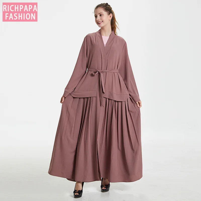 Abaya Дубай Кафтан длинный льняной плиссированный мусульманский хиджаб платье
