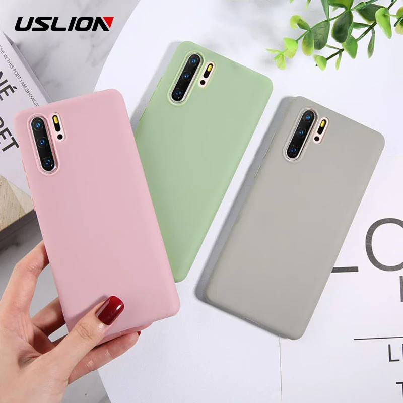 

USLION Candy Color Back Cover For Huawei P8 P10 P20 P30 Lite Mate10 Mate20 Soft TPU Simple Phone Case For Huawei Y5 Y6 Y7 Y9