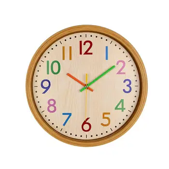 

Wall Clock Large Decorative Non Ticking Wall Clock Vintage Style 12 Inch Mute Colorful Number Kids Battery Operated