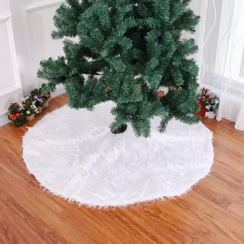 

Fur Carpet Merry Christmas Decoration 78/90cm White Plush Christmas Tree Skirts for Home Tree Skirts Cover New Year Decoration S
