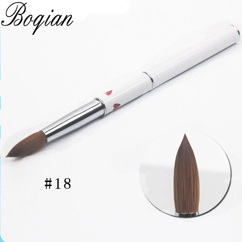 BQAN профессиональная 1 шт. кисть для ногтей художественная акриловая колонская Соболь кисть 3D Ручка для рисования кисть для рисования плоская#10 - Цвет: size 18