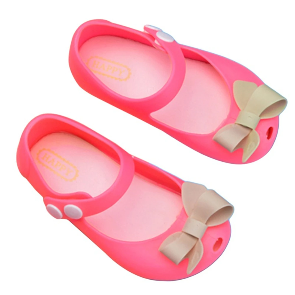 Baby Girl's Bow jelly shoes Casual Flats New Melissa Fashion Girl's Mini Sandals Korean Princess Beach Soft Slip-on Sandals boy sandals fashion