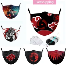 Nuvem vermelha impresso crianças máscaras de rosto anime naruto cosplay adulto máscara de boca reutilizável lavável máscara à prova de poeira ao ar livre mascarilla