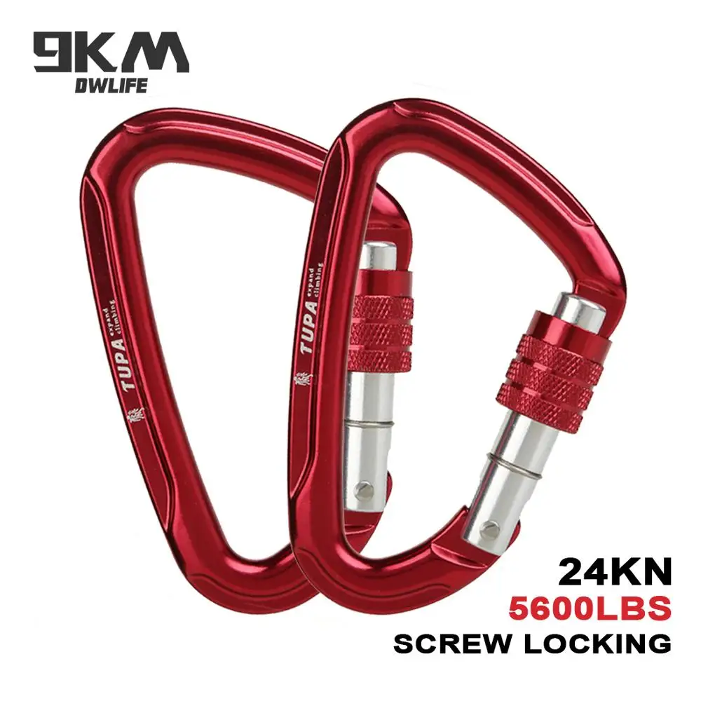 

Climbing Locking Carabiner Aluminum Alloy Lightweight Large Strong Durable Screw Locking 24KN Camping Tactical Caving Rescue
