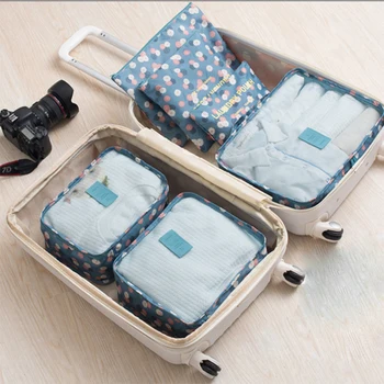 

6 PCS Luggage Organizer Travel Colther Storage Bag Portable Oxford Cloth Closet Organizer Zip Bags Travel Waterproof Package