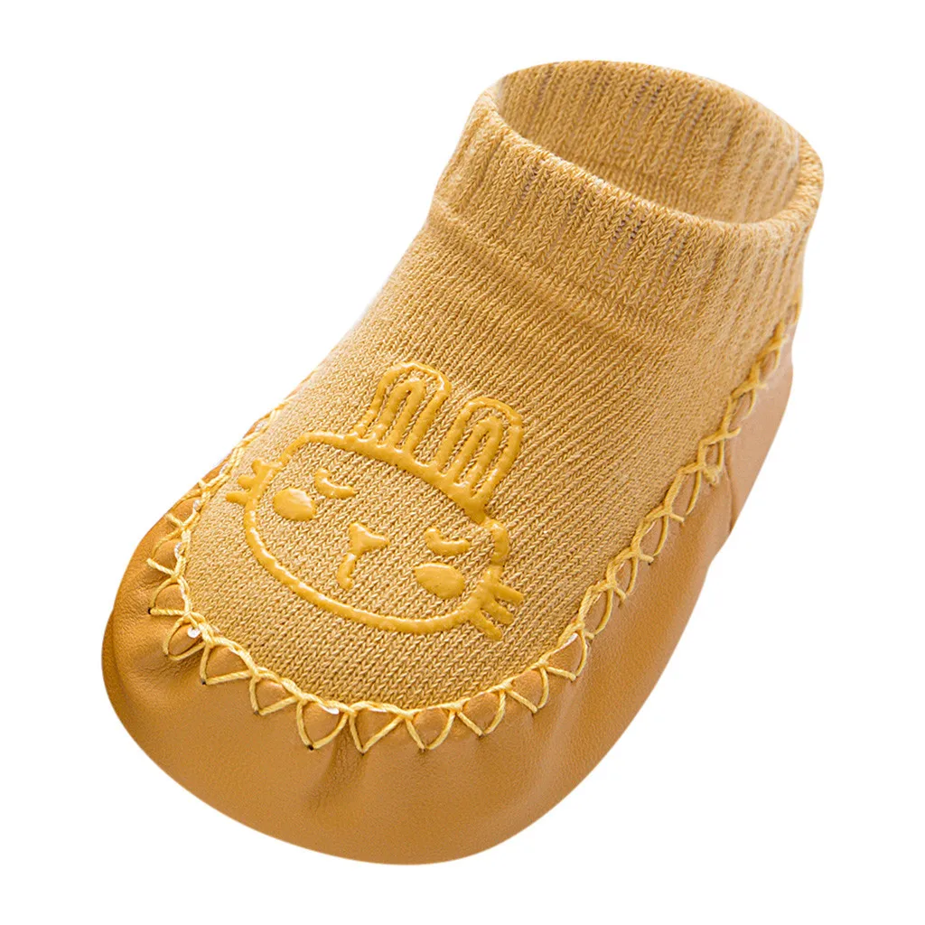 Милые Мультяшные носки для малышей теплые носки-тапочки для новорожденных девочек и мальчиков осенне-зимние нескользящие носки для малышей