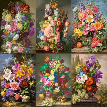 

Floral Rhinestone Diamond Painting 5D DIY Full Drill Decor Embroidery Mosaic for Household Living Room Wall Supplies