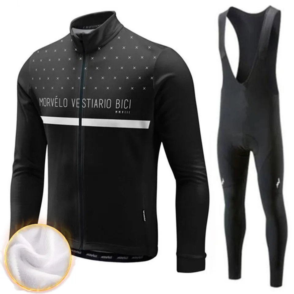 Pic Color4 Morvelo Новая профессиональная команда Бахрейна Зимняя Теплая Флисовая одежда из Джерси для горного велоспорта, комплект для велоспорта, комбинезон, теплая куртка, одежда для шоссейного велосипеда - Цвет: Pic Color4