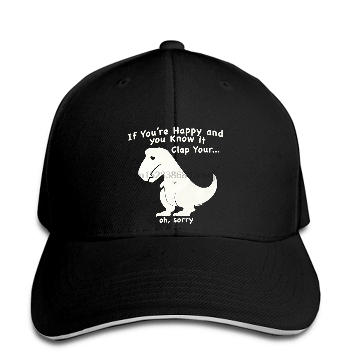 Baseball cap T Rex Clap your hands Funny hat men black choose AMen's