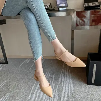

Retro Pointed Toe Slingbacks Summer Pumps for Women Genuine Leather High Heels Pumps 2020 Newest Fashion Slip-on Shoes Woman
