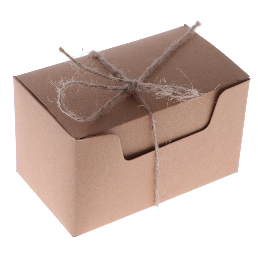 50pcs Kraft Paper Gift Boxes Candy Cake Cookies Party Wedding Brown Box Tags