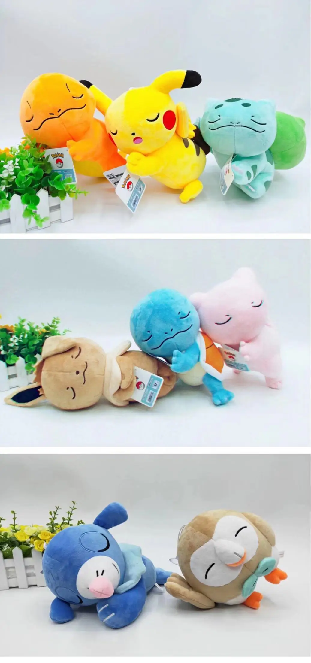 8 шт./компл. спальный стиль pika Charmander Bulbasaur Eevee pokemones плюшевые игрушки для детей подарок