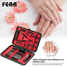 FEAA, 18 шт., маникюрные инструменты для ногтей, набор, инструменты для макияжа, все для маникюрных наборов, педикюрный уход, уход за лицом, с пилкой для ногтей