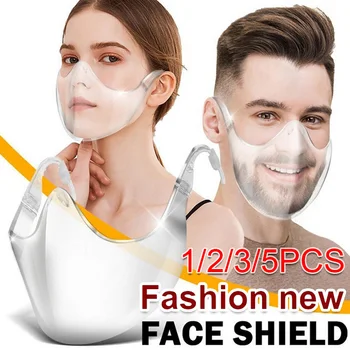

1pc/5pc Foldable Transparent Reusable Clear Face Masks Breathable Earloops Cycling Mask For Adult Plastic Protective Face Shield