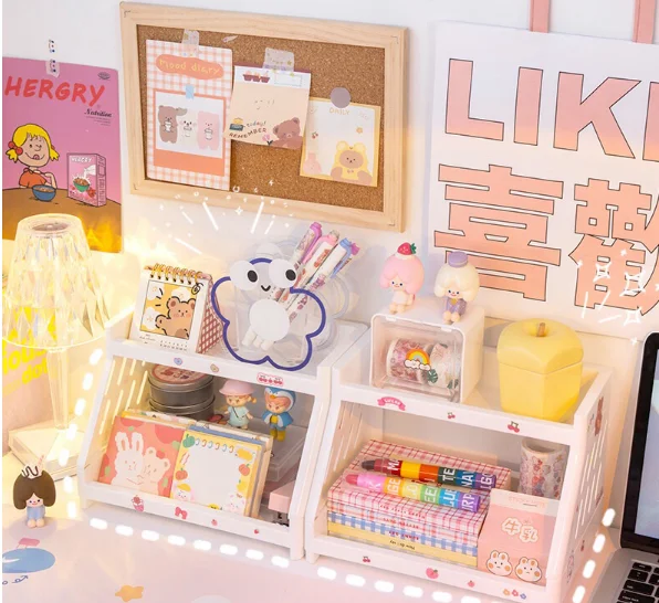 Classification of double layer on small desk lovely desktop receives place content rack J03