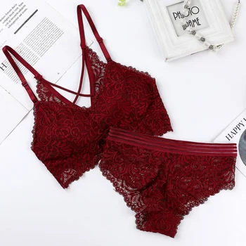 

Sexy Seamless Bra Lace Briefs Set Summer Tank Top Bottoming Underwear Set Women Lace Embroidery Bra Set