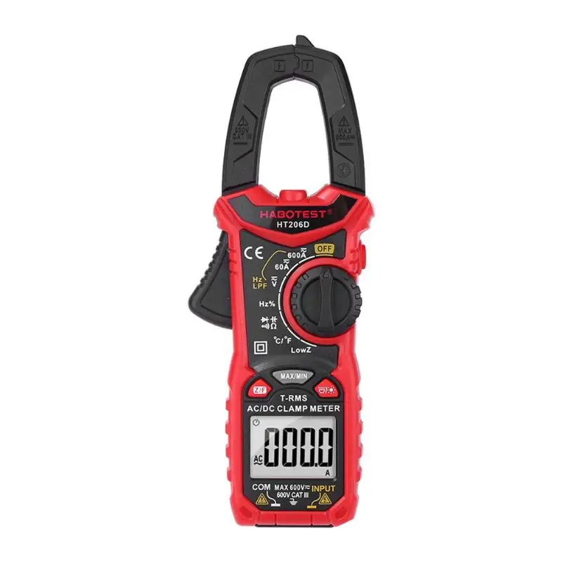 HABOTEST HT206A/B/D AC/DC Цифровой клещи мультиметр для измерения AC/DC Напряжения тока NCV цифровой тестер сопротивления зажима