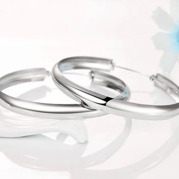 

S925 Sterling Silver Earrings Simple Fashion Wild Temperament Female Exaggerated Glossy Ring Earrings