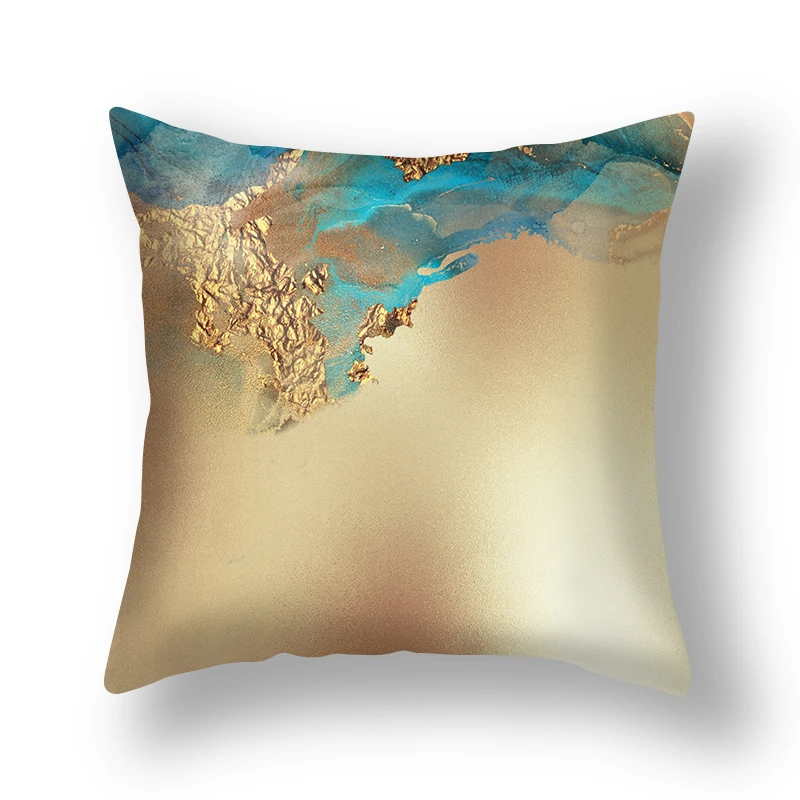 Abstract Printing Gold Cushion Cover Home Decor Sofa Seat Chair Back Pillow Case Soft Cozy Polyester 45x45cm Pillowcase