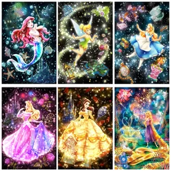 Pintura de diamantes de personaje de princesa de Disney, arte de dibujos animados, 5D, manualidades, bordado, regalo para niños, mosaico, decoración del hogar