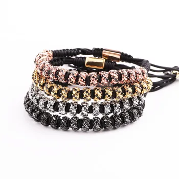 Jaravvi Micro CZ Pave Spacers Handmade Woven Macrame Friendship Luxury Bracelet Men Women Jewelry Gift