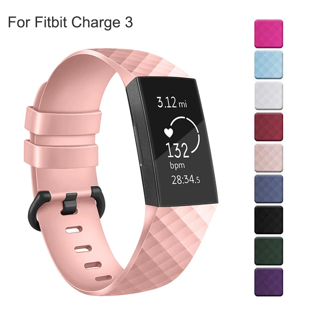 Силиконовый ремешок для часов Fitbit Charge 3 наручных charge3 сменный мягкий умных