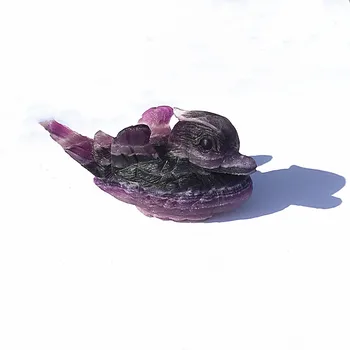 

Hand Crved Purple Fluorite Mandarin Ducks Sculpture Carved Stone Figurine Crystal Gemstone Reiki Healing