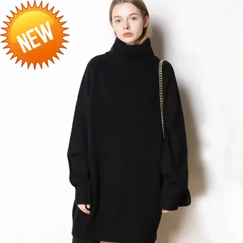

sweaters Cashmere women autumn winter turtleneck thick long paragraph wild loose sweater lazy large size knit bottomin jumper