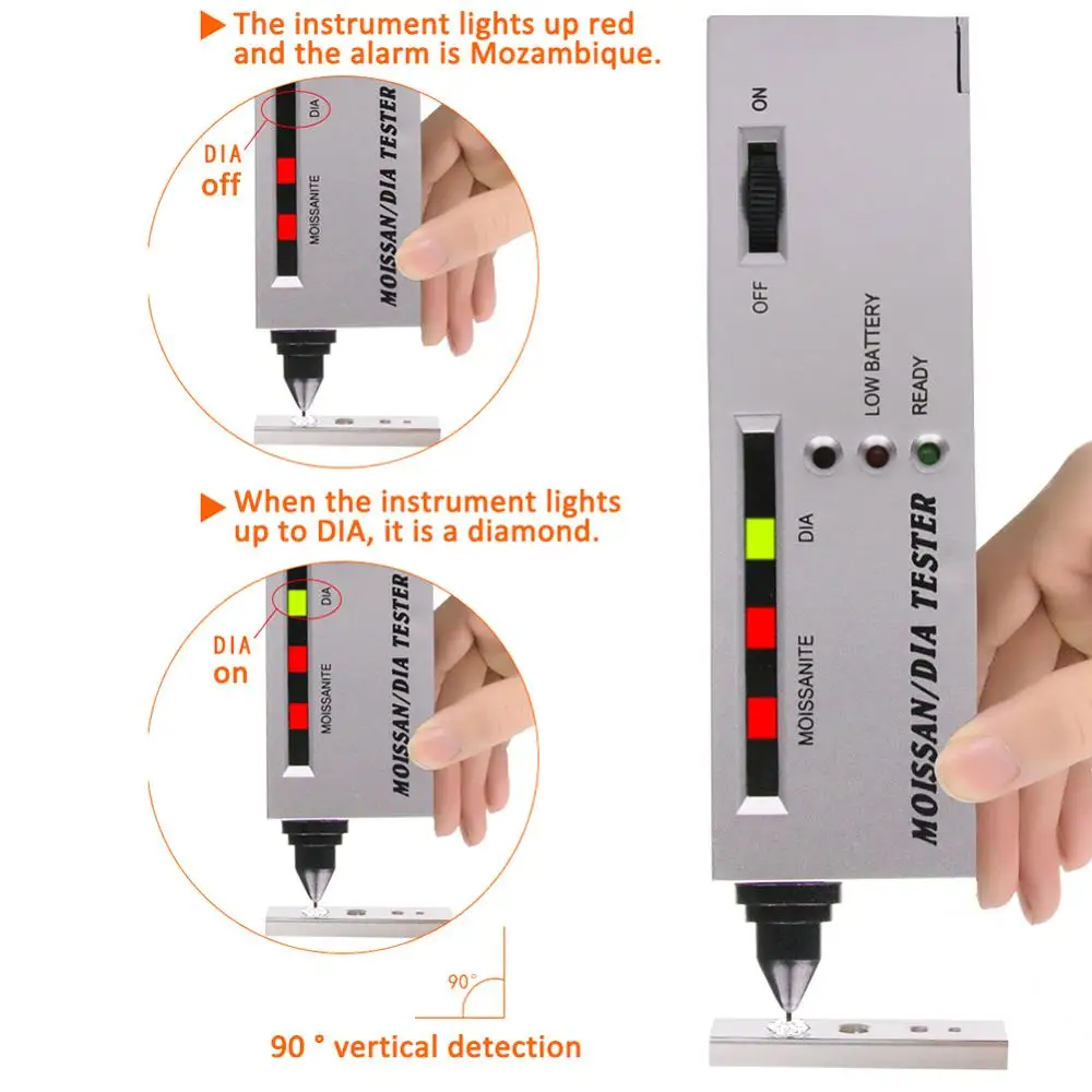 

Professional Jewelry Tools Diamond Selector LED Moissanite Tester High Accuracy Detector Pen