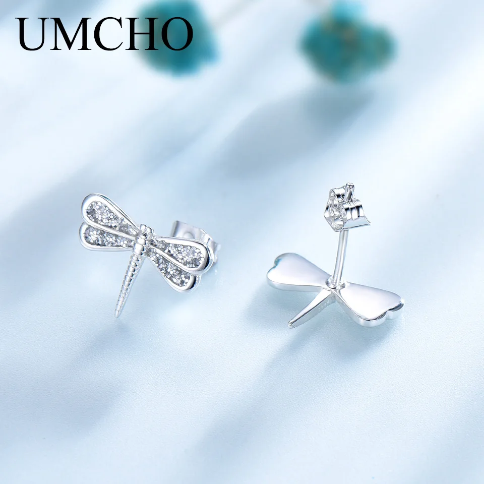 UMCHO Solid Real 925 Sterling Silver Jewelry Fashion Sequin Stud Earrings For Women Birthday Gifts Fine Jewelry