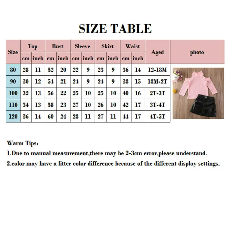 Комплект из 2 предметов для маленьких девочек, топы с длинными рукавами, мини-юбка, осенняя одежда