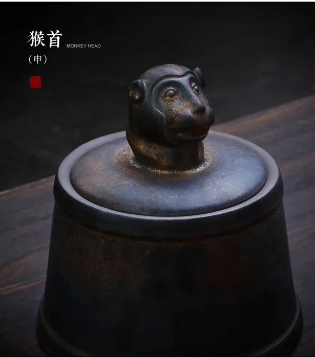 Monkey Head Прах питомца Подвеска для праха после кремации урны собака кошка памятная шкатулка животное на память о похоронах 500 г большая емкость свинья лошадь бык шкатулки медь - Цвет: Monkey Head