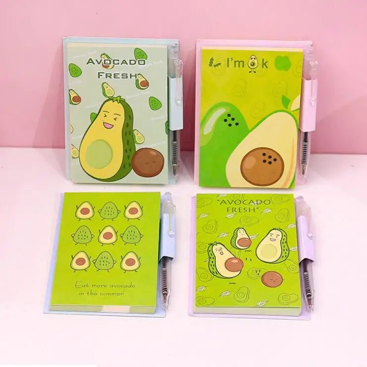 1PC Cute Avocado Memo Pad Cartoon Portable Notepad with Pen Student Stationery Gifts Supplies Office Memos (tt-4025) | Канцтовары для