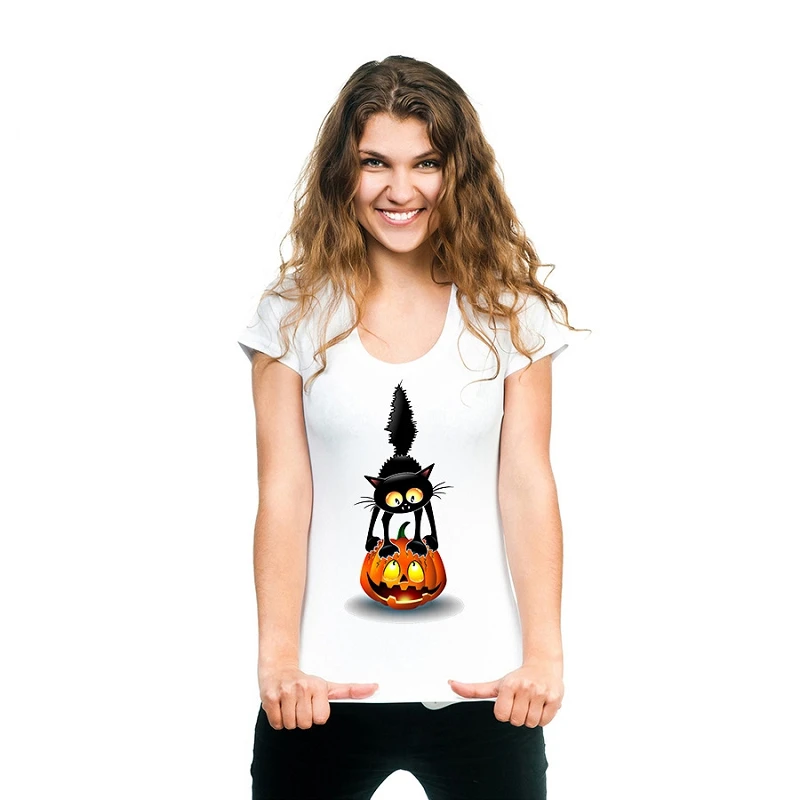 Tshirt vintage Harajuku Streetwear O-Neck White T-shirt Cute Black Cats Tumblr Tee Korean Style Ulzzang Fashion Tops