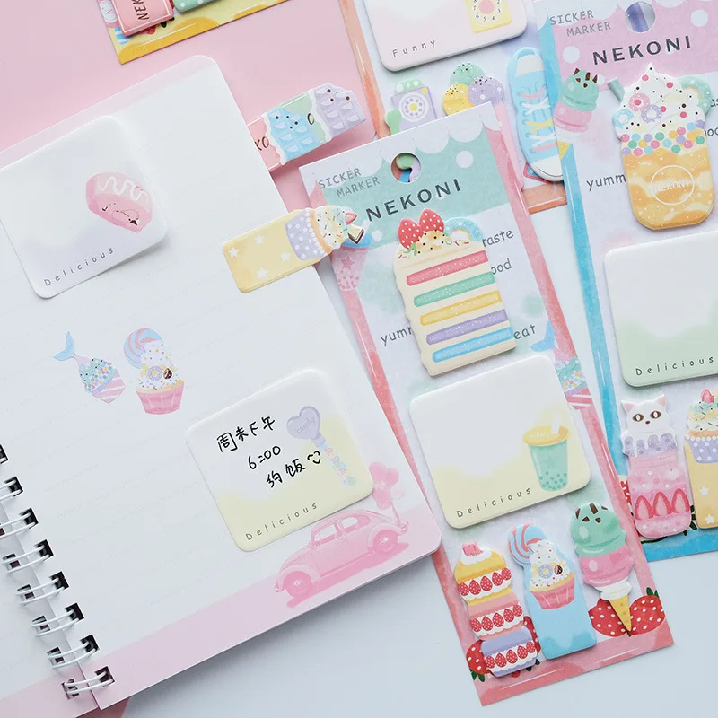 Strawberry Bear Wish Bottle Soup Nekoni Memo Pad Sticky Notes Memo Notebook Stationery Papelaria Escolar School Office Supplies 2