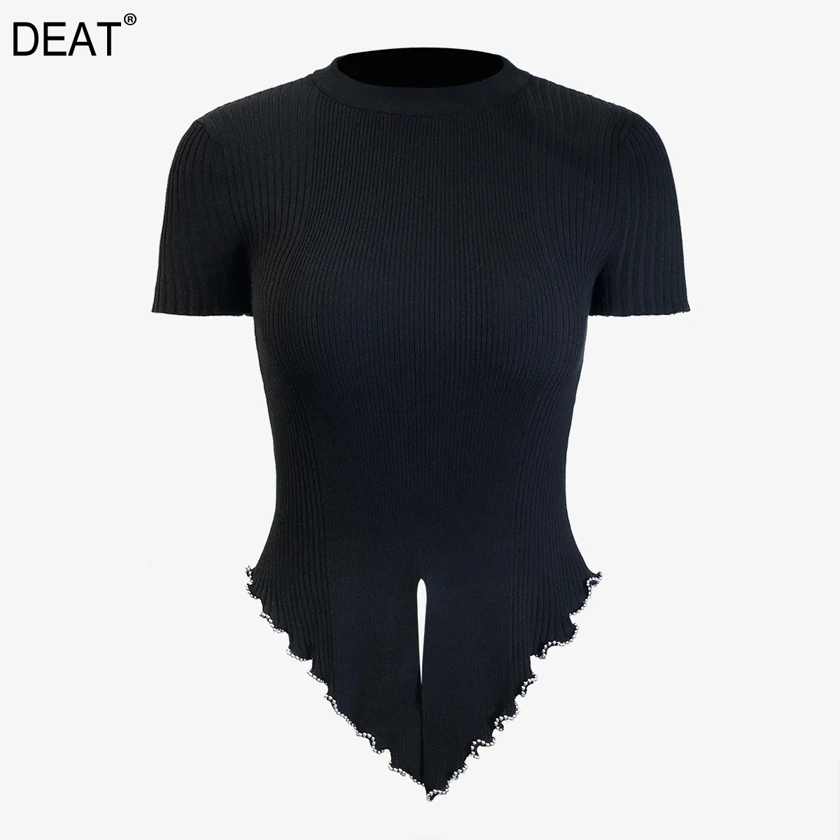 DEAT 2020 new spring and summer fashion women clothing round short sleeves ruffles button knitting pullover T-shirt WL09701L | Женская