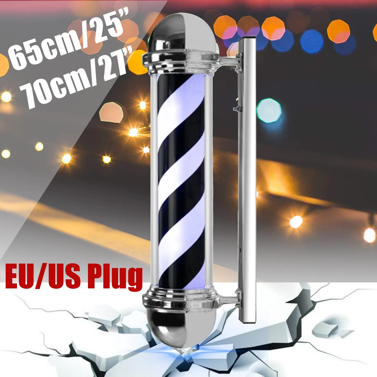 

LED Barber Shop Sign Pole Light Black White Blue Stripe Design Roating Salon Wall Hanging Light Lamp Beauty Salon Lamp