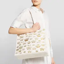 

3 PCS Set Flash Gold Crown Reusable Tote Shopping Bag for Women Eco Friendly PVC Shopper Purses Causal Waterproof Work Handbag
