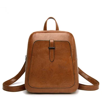 

New pu women bag solid color backpack retro geometric bag