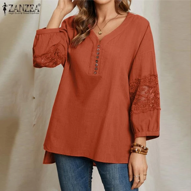  Womens 2023 Fall Fashion Tops Dressy Casual Tunic Tops 3/4  Sleeve Loose T-Shirt Printed Patchwork Lace V-Neck Blouses : Clothing,  Shoes & Jewelry