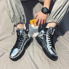 Г., осенняя модная блестящая мужская повседневная обувь Блестящие Кроссовки суперзвезды на плоской подошве Роскошная блестящая обувь цветные Дизайнерские кроссовки