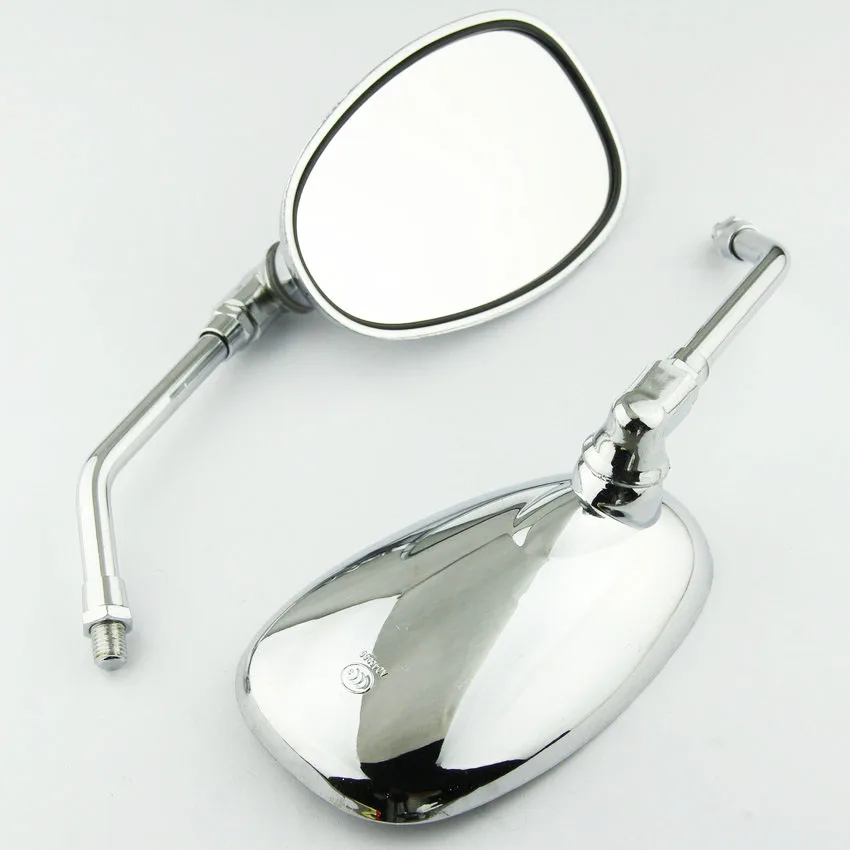 2pcs 10mm chrome oval side mirror motorcycle for Yamaha SR125 SR185 SR250 SR400 SR500 SRV250 SRX250 SRX400 SRX600 - Цвет: Серебристый