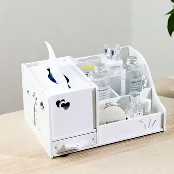 

Wood-plastic Tissue Box Desktop Shelf Rack Storage Box Case Phone Remote Control Holder Makeup Organizer Wooden Napkin Holder